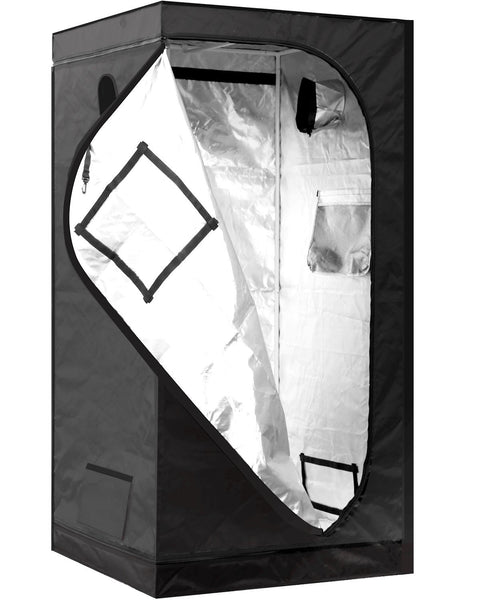 iPower Mylar Hydroponic Water-Resistant Grow Tent with Observation Window and Removable Floor Tray, Tool Bag for Indoor Plant Seedling, Propagation,