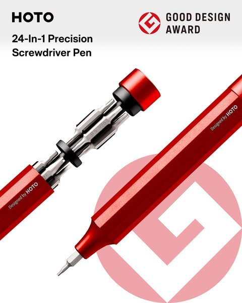 HOTO Precision Screwdriver Set, 24-in-1 Multi-Bit Screwdriver, Mini Hand Set with 12 Double End S2-Steel Bits, Ideal for Phone/Glasses/Watches/Laptop, Cinnabar Red