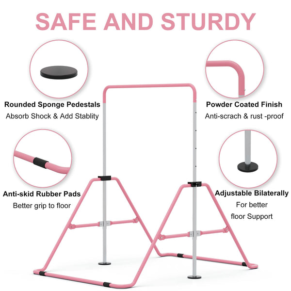 GYMMAGE Gymnastics Bars with Pad, Junior Training Kip Bar Gymnastics Equipment for Home Garden, Adjustable Height Gymnastic Folding Horizontal Bar
