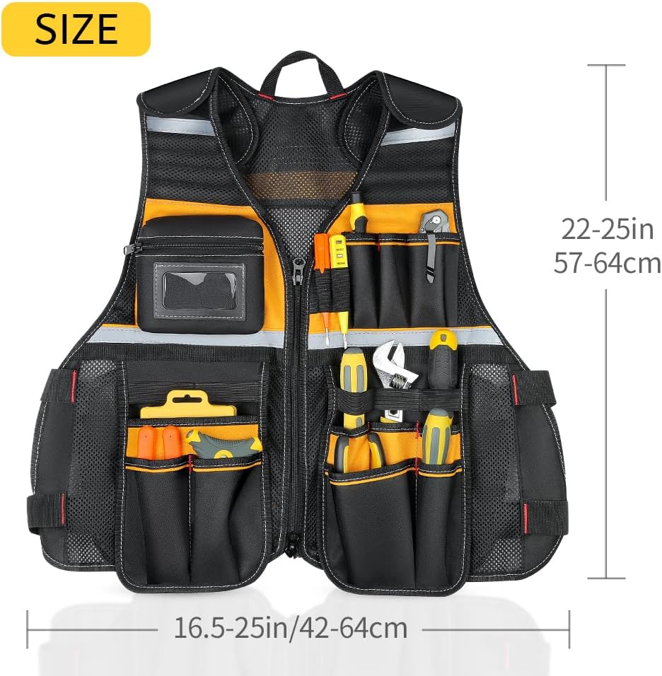 WINHUNT Work Vest with Multiple Pockets, Strong Oxford Fabric Vest, Reflective Vest Tool Vest for Electrician, Carpenter, Worker