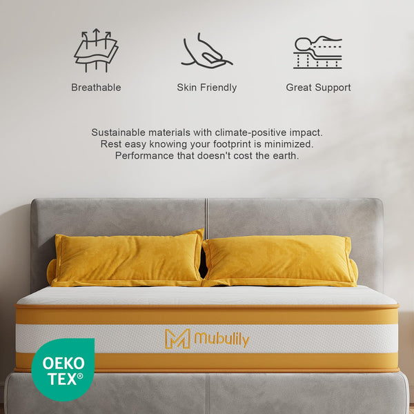 Double Mattresses 10 Inch Hybrid Memory Foam Mattress 4FT6, 7 Zone Orthopedic Double Mattress, Pocket Spring Medium Firm Breathable Soft Fabric, with Motion Isolation, with OEKO TEX(135x190x25cm)
