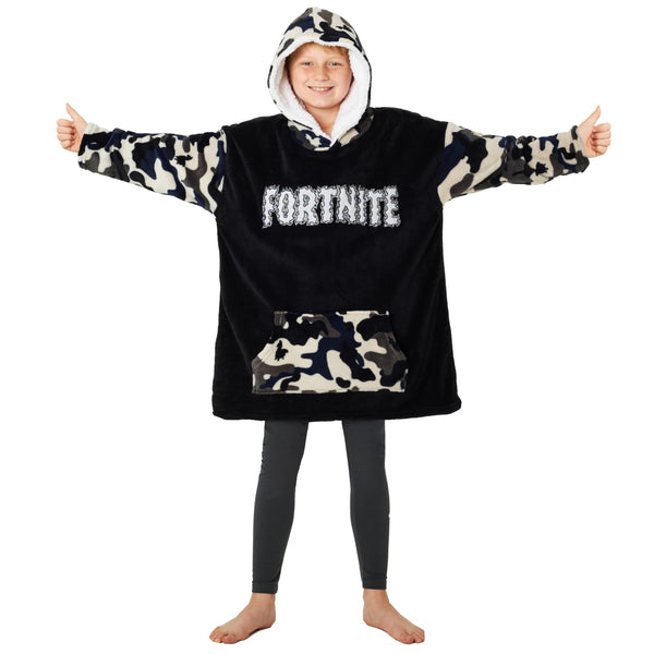 Fortnite Oversized Hoodie Blankets for Boys Fleece Extra Long Warm Wearable Hooded Poncho for Kids and Teens 14+, Gamers Gifts