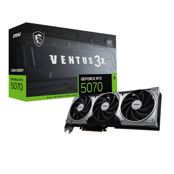 MSI GeForce RTX 5070 12G VENTUS 3X OC Graphics Card - RTX 5070 GPU, 12GB GDDR7 (28Gbps/192-bit), PCIe 5.0 - Triple Fan Thermal Design (3 x TORX FAN 5.0) - HDMI 2.1b, DisplayPort 2.1b