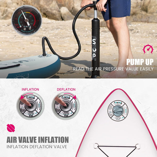 FunWater Inflatable Stand UP Paddle Board Ultra-Light Green Pink Everything Included ISUP, Adj Paddle, Pump, SUP Backpack, Leash, Waterproof Bag, Non-Slip Deckpad Youth