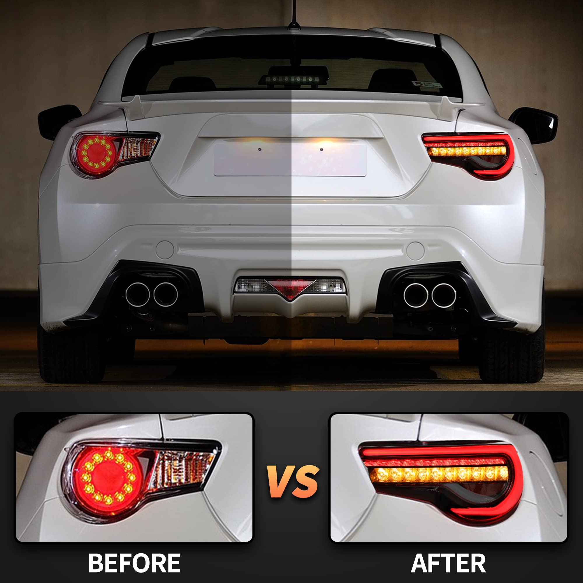 VLAND Rear Lights for GT86 FT86 2012-2020 BRZ 2013-2020 Tail Lights Assembly with Sequential Turn Signal (smoked a)