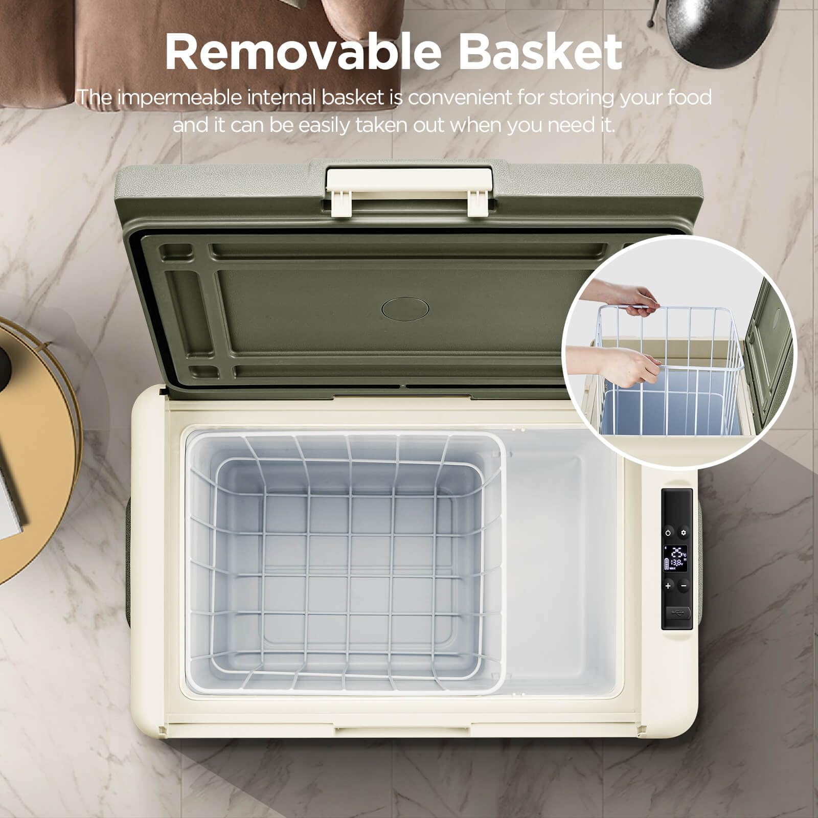 AAOBOSI 83L Campervan Fridge, Camping Refrigerator with APP Control, 12V Fridge Freezer for Campervan, Car, Truck, Boat, Motorhome, Travel