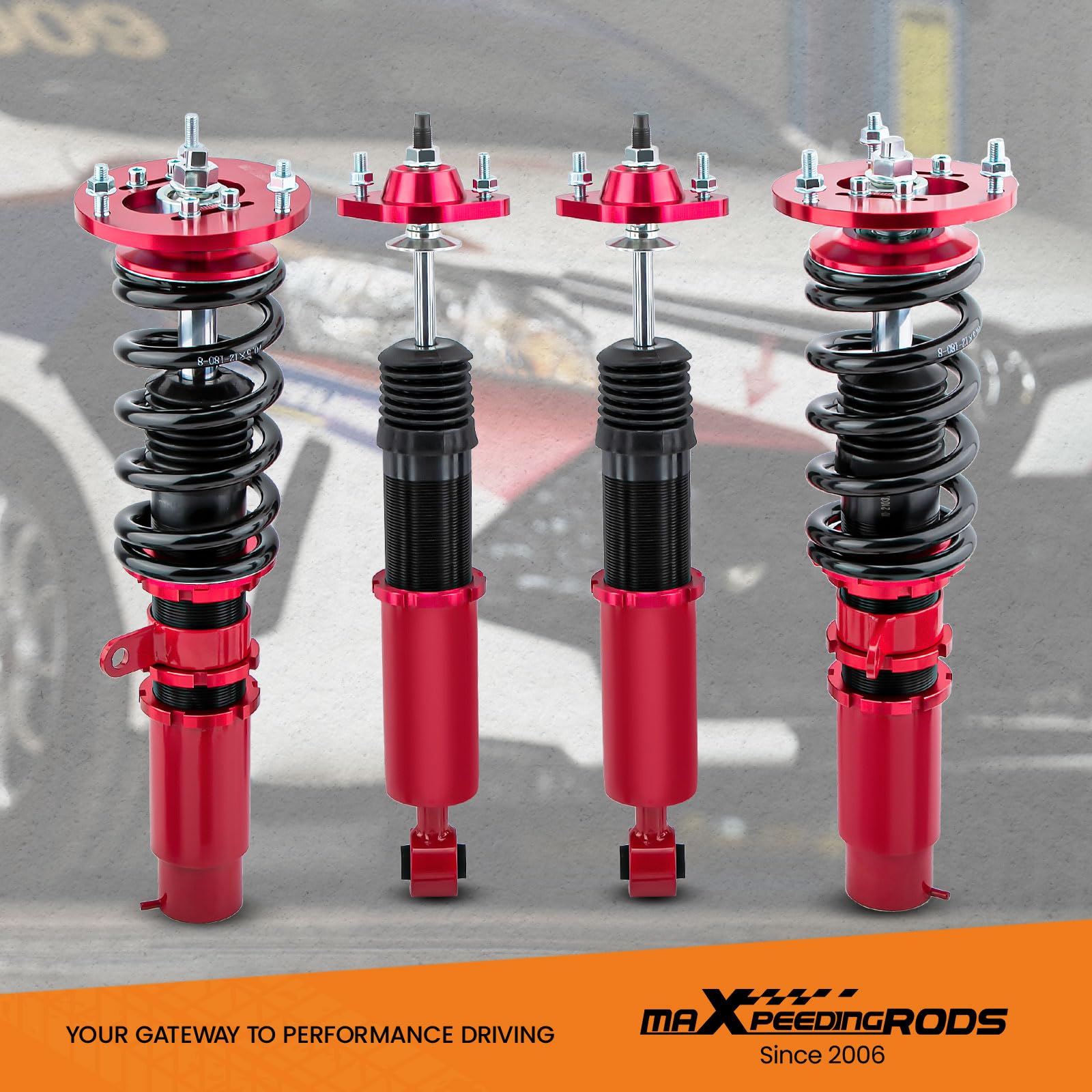 maXpeedingrods Coilovers Shock Suspension for BMW E46 3 Series 316i 318i 320i 323i 325i 328i 330i 1998-2006 - Red