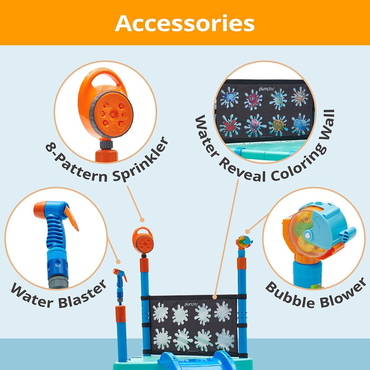 Plum Play Water Splash Station Outdoor Garden Water Play Set with Climbing Frame and Slide with Splash Pad and Sprinklers