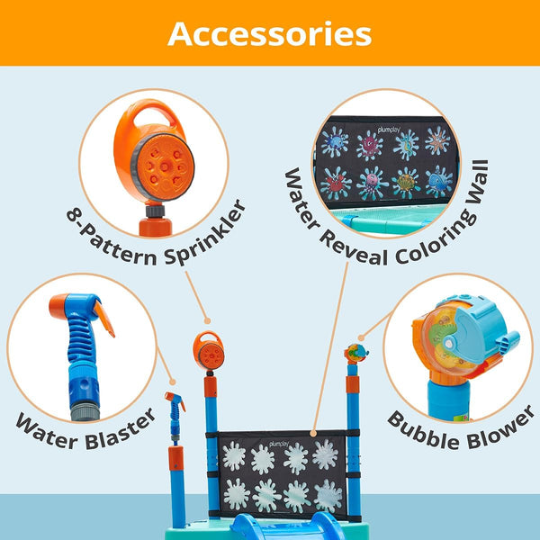 Plum Play Water Splash Station Outdoor Garden Water Play Set with Climbing Frame and Slide with Splash Pad and Sprinklers