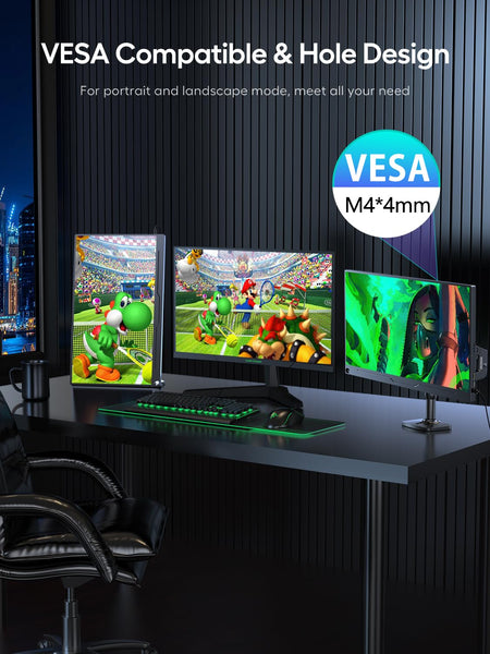 UPERFECT Portable Monitor 18.5 Inch 120Hz，Portable Gaming Monitor 1080P FHD 100% sRGB Matte Screen, IPS HDR FreeSync Speaker HDMI USB C Monitor, VESA & Smart Cover