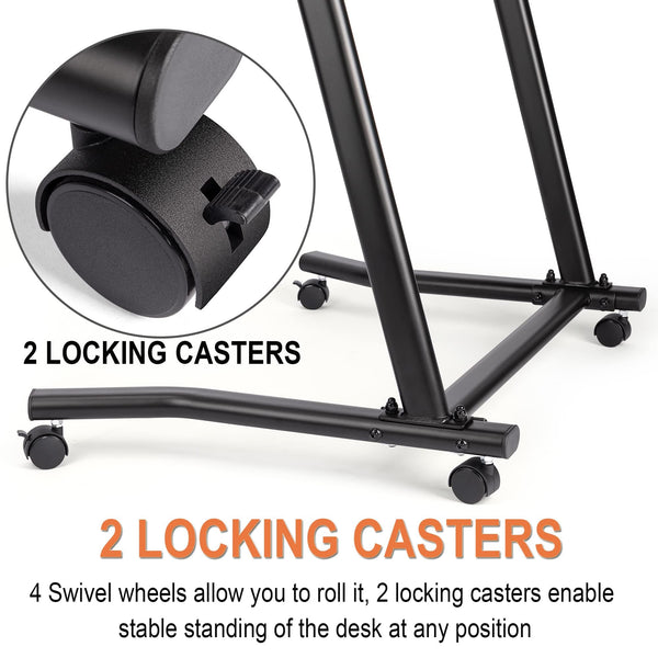 CXWXC Indoor Training Bicycle Desk, Height-Adjustable Computer Stand with Non-Slip Surface - Portable Bicycle Trainer Fitness Table with Lockable