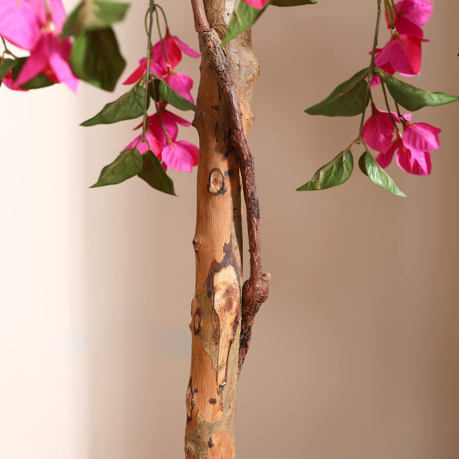 Fopamtri Artificial Plants Bougainvillea 120 cm Artificial Blossom, Fake Plants in Pot Large Pink Artificial Tree with Flowers for Home House Office