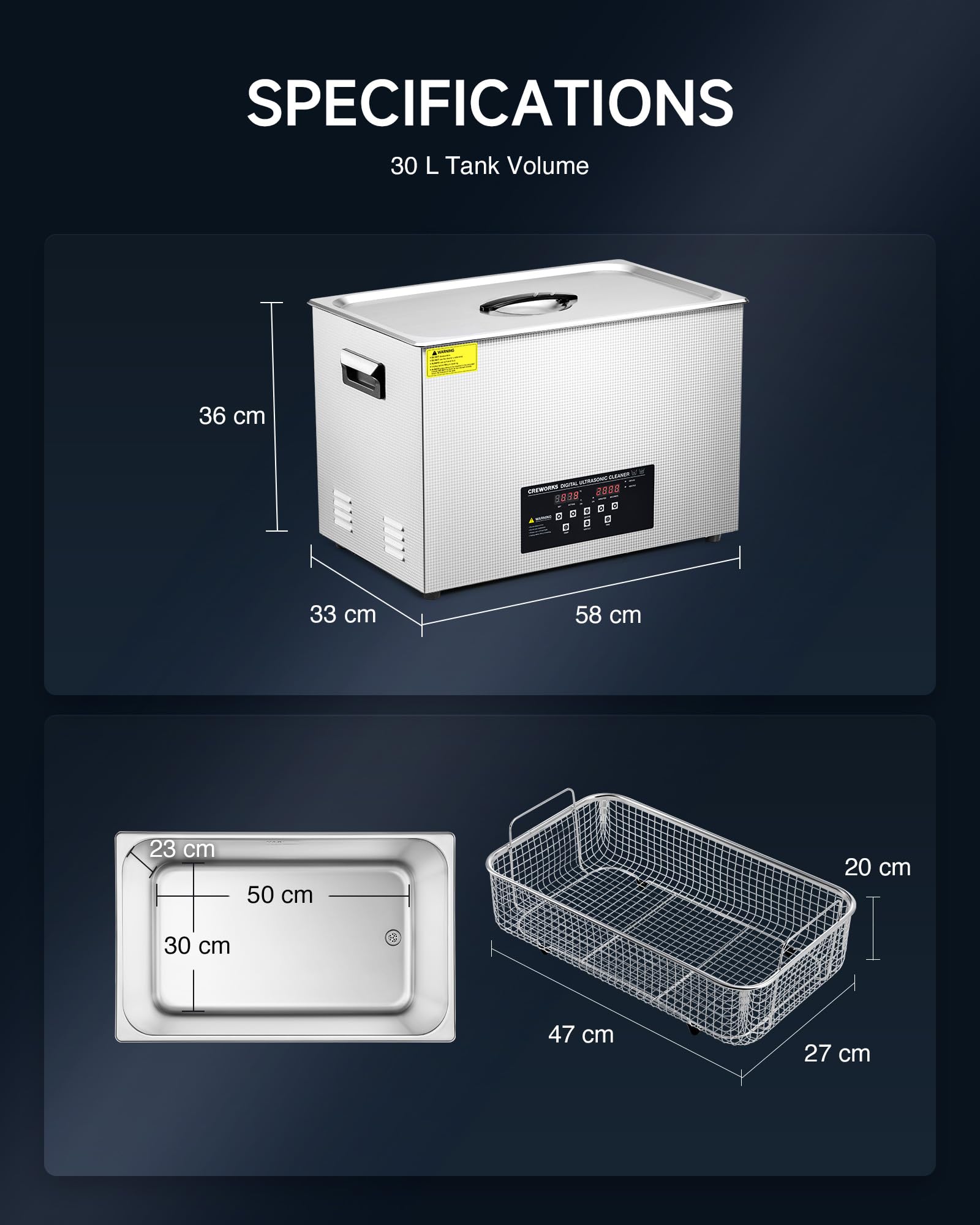 CREWORKS 6L Digital Ultrasonic Cleaner, 1.6 gal. Ultrasonic Cleaning Machine with Degas & Gentle Modes, 180W Professional Ultrasound Cleaner with 300W Heater and Timer for Glasses