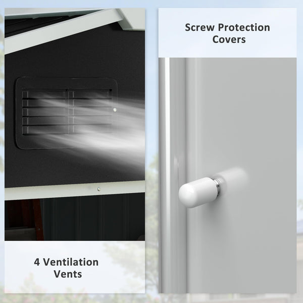 Outsunny 7.7 x 5.7ft Metal Garden Shed with Ventilation Slots and Sliding Doors, Galvanised Outdoor Tool Storage House, Grey