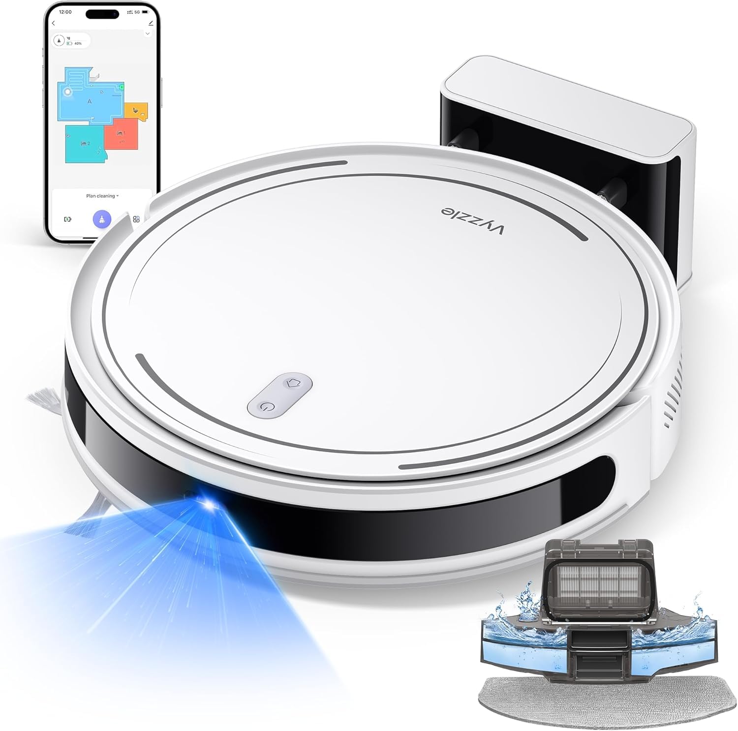 Vyzzle Robot Vacuum 5000Pa, LiDAR Navigation, Ultra Thin Robot Vacuum Cleaner with Mop, No-Go Zones, App/Alexa Control, Robotic Vacuum for Deep Floor Cleaning, Ideal for Pet Hair and Hard Floors, D10