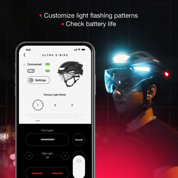 Lumos Ultra E-Bike Smart Helmet | NTA 8667 Certified | Front & Rear LED Lights | Retractable Face Shield | App Controlled | EBike, Scooter, Cycling, Bicycle | Adults, Men Women