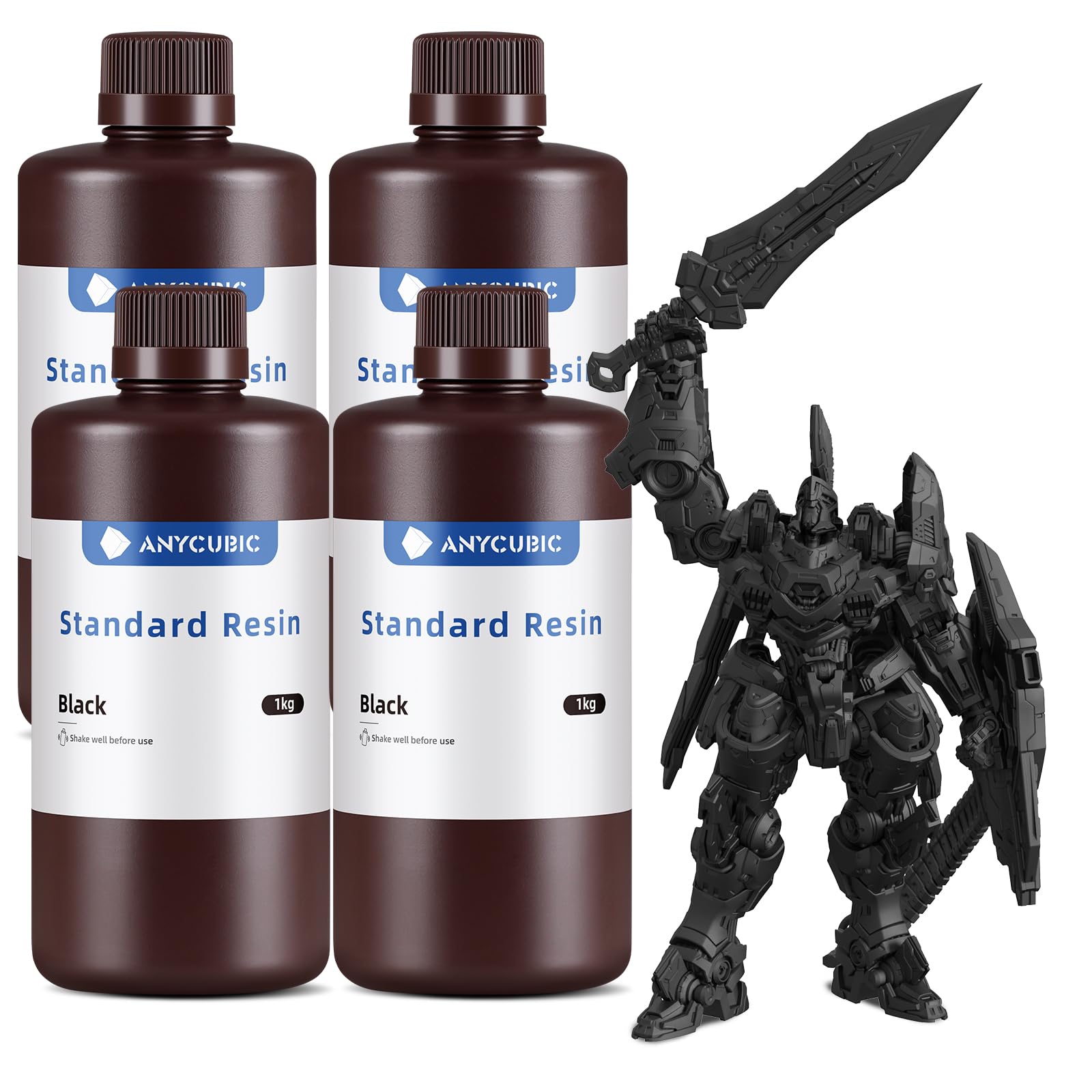 ANYCUBIC Standard 3D Printer Resin, LCD UV 405nm Rapid Photopolymer 3D Resin for 6K/8K/12K/14K LCD 3D Printers(1000g, Grey)