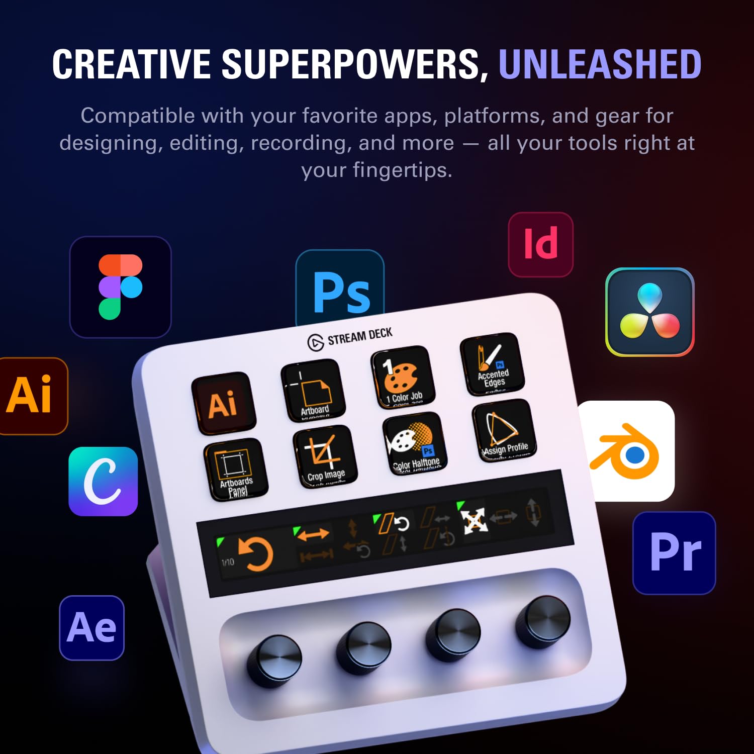 Elgato Stream Deck + White, Audio Mixer, Production Console and Studio Controller for Content Creators, Streaming, Gaming, with customizable touch strip dials and LCD keys, works with Mac and PC
