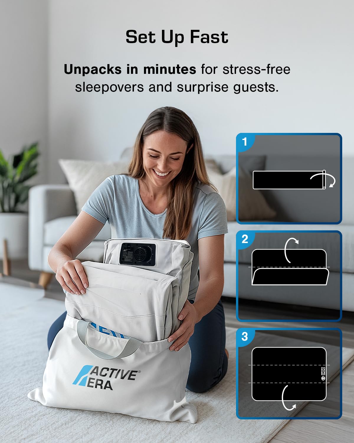 Active Era Luxury Single Inflatable Mattress | Puncture Proof Single Airbed with Flock Coating | Quick 3 Mins Blow Up Bed with Built-in Pump | Portable Air Bed for Home, Camping & Guests 187x99x53cm