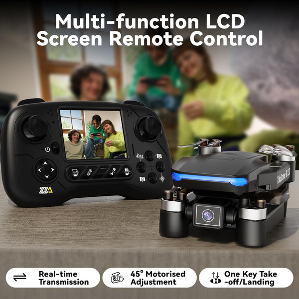 Toladrone TD31LCD Drone with LCD Screen, Digital Image Transmission, Drone with Camera Brushless Motor Drones for Beginners, Foldable RC Quadcopter for Adults
