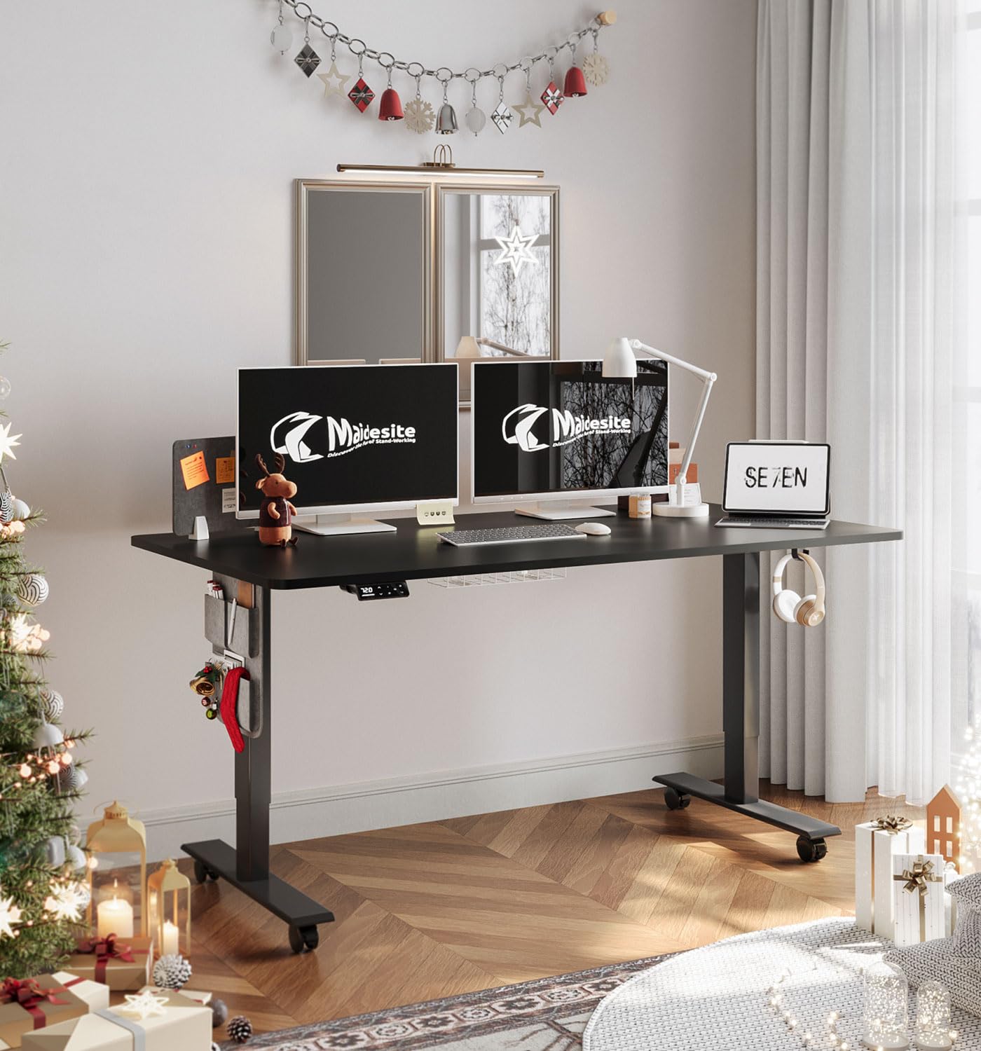 MAIDeSITe Height Adjustable Standing Desk Electric Standing Desk Sit Stand Desk Stand Up Desk with Cable Tray 120 * 60cm Desktop for Home Office