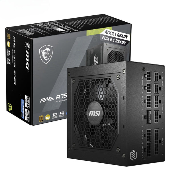 MSI MPG A1000G PCIE5 Power Supply Unit, UK Plug - 1000W, 80 Plus Gold Certified, Fully Modular ATX 3.0, PCIe 5.0 GPU Support, Japanese 105°C Capacitors, 0% RPM Mode, Flat Cables - 10 Year Warranty