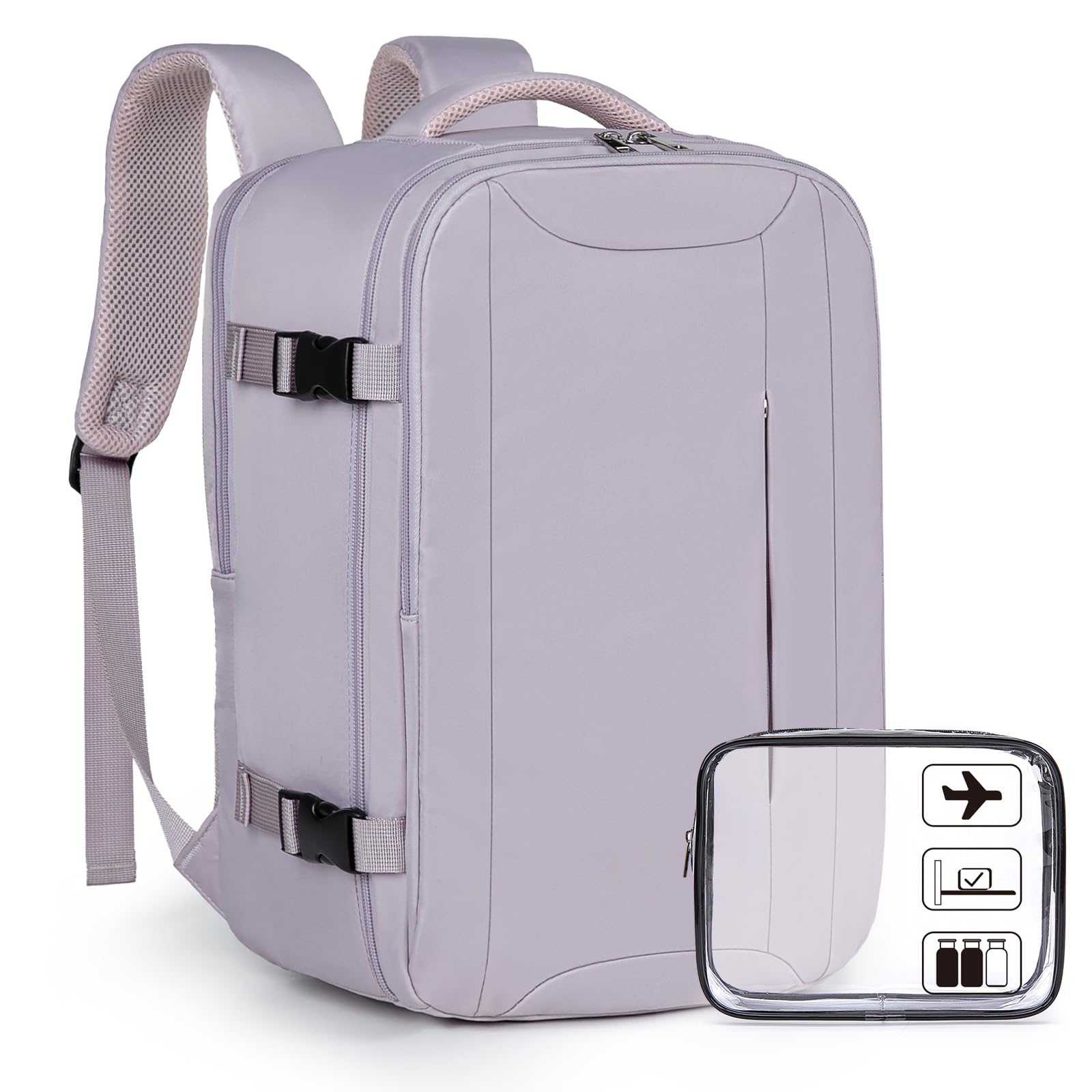 Xkdoai for Ryanair Cabin Bags 40x20x25, Travel Backpack with TSA Approved Clear Bag, Travel Bag Underseat Carry-ons Hand Luggage Bag for Travelling Casual Daypack for Ryan Air Plane