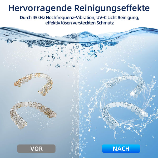 Ultrasonic Retainer Cleaner, Opilea 45kHz Retainer Cleaner Machine, 4 Modes Ultrasonic Cleaner for Dentures, Nightguards, Sport Mouth Guards, Braces, Toothbrush Heads, Jewelry