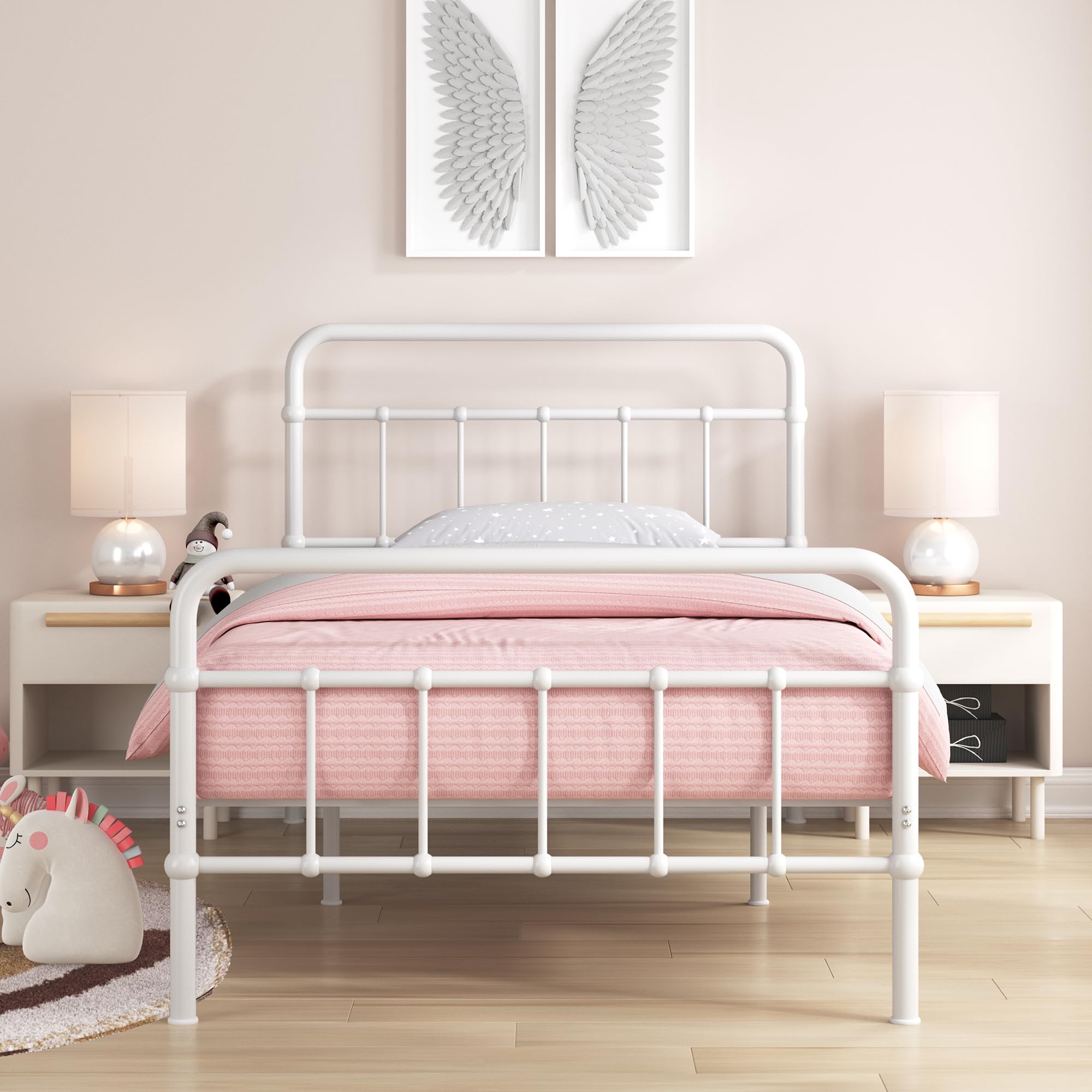 ZINUS Florence 3ft Single Bed Frame 90x190cm, Metal Platform Bed with Headboard and Footboard, Strong Steel Slat Support, Large Storage Space, Easy Assembly, Black