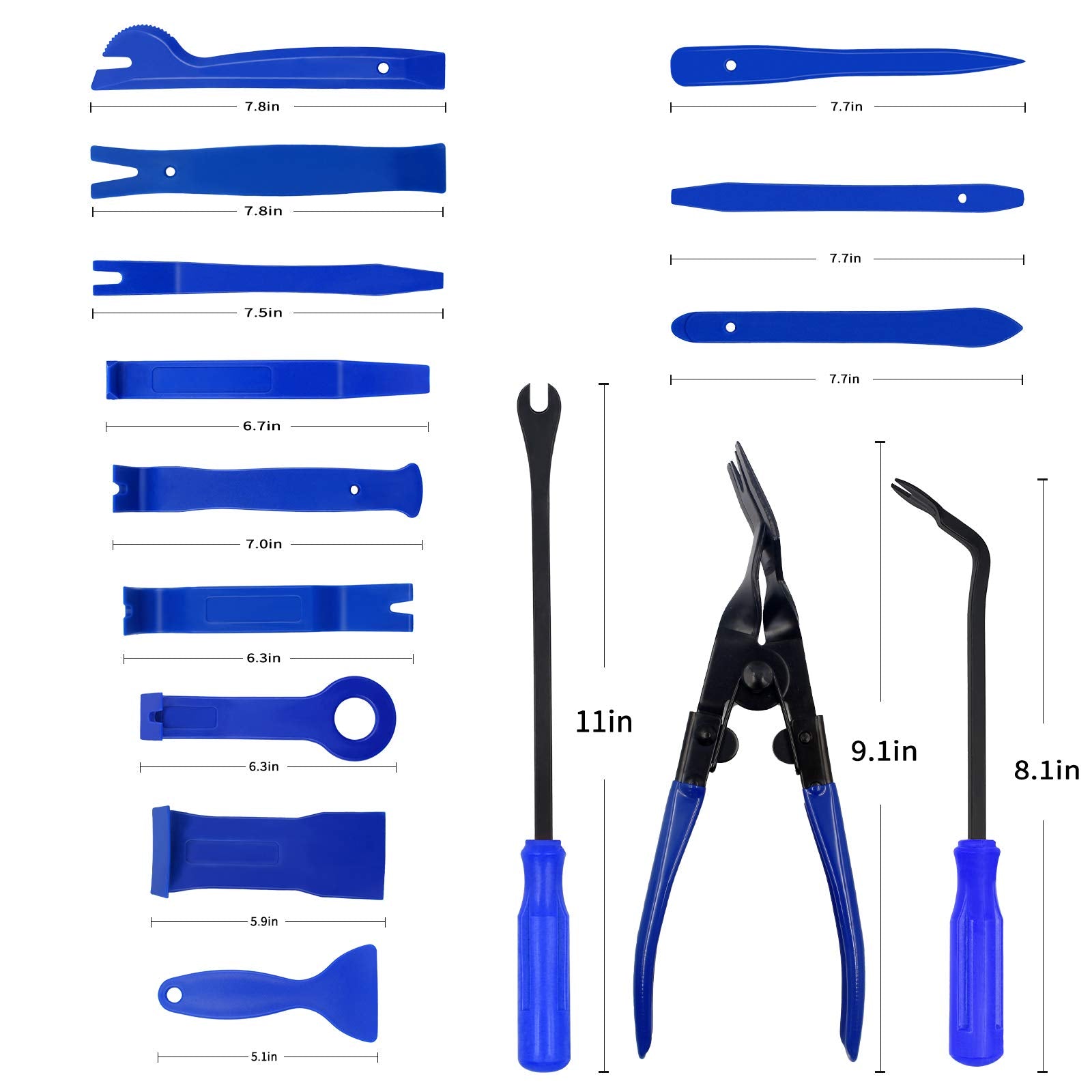 Wetado Trim Removal Tool, 200PCS Trim Tool Auto Removal Kit, Plastic Panel Fastener Removal Tool, Trim Removal Kit for Car/Trim/Panel/Door/Audio/Auto Clip Pliers/Terminal Removal Tool Kit (Blue)