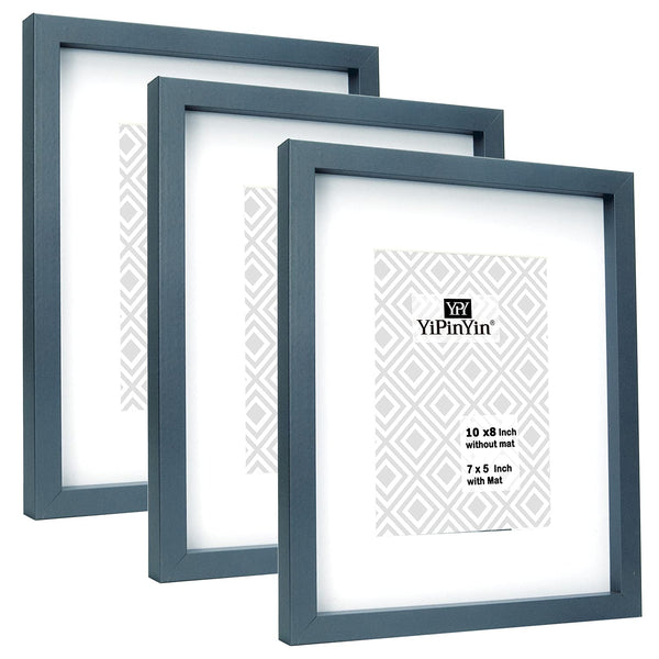 Black 50x70cm Boxed Picture Frames Set of 3 with Mounts for 40x60cm, 70x50cm poster frame with Acid Free mount for 40x60cm photo (Black 3Pack)
