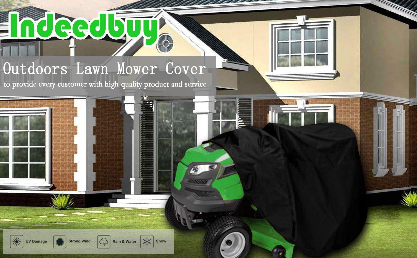 Indeed BUY Riding Lawn Mower Cover, Waterproof Tractor Cover Fits Decks up to 54",Heavy Duty 420D Polyester Oxford, Durable, UV, Water Resistant