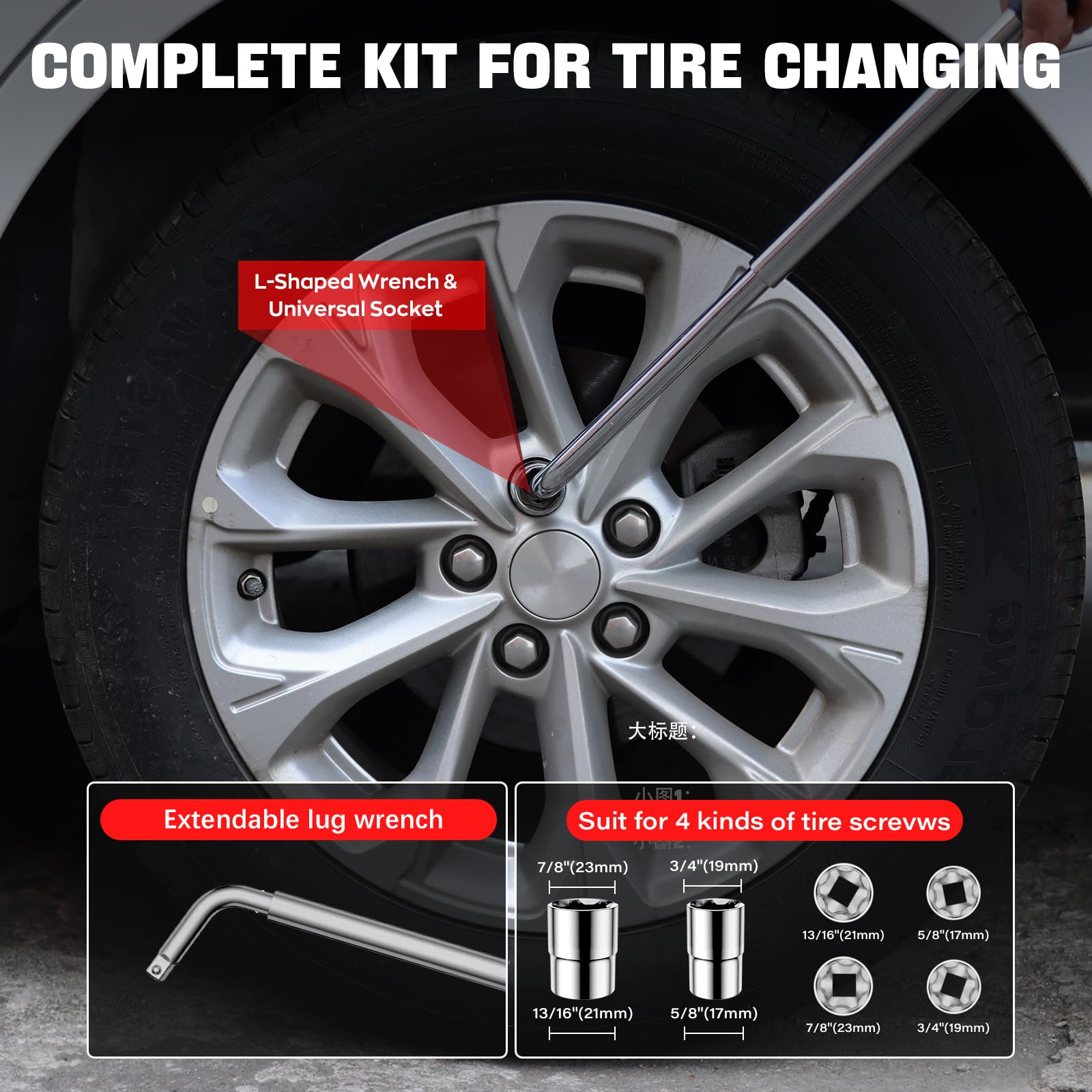 IMAYCC Car Jack Kit 2.5 Ton, Universal Scissor Jack for Car with Rubber Jack Pad, Portable Tire Changing tool with Lug Wrench, Emergency Kit for SUV MPV