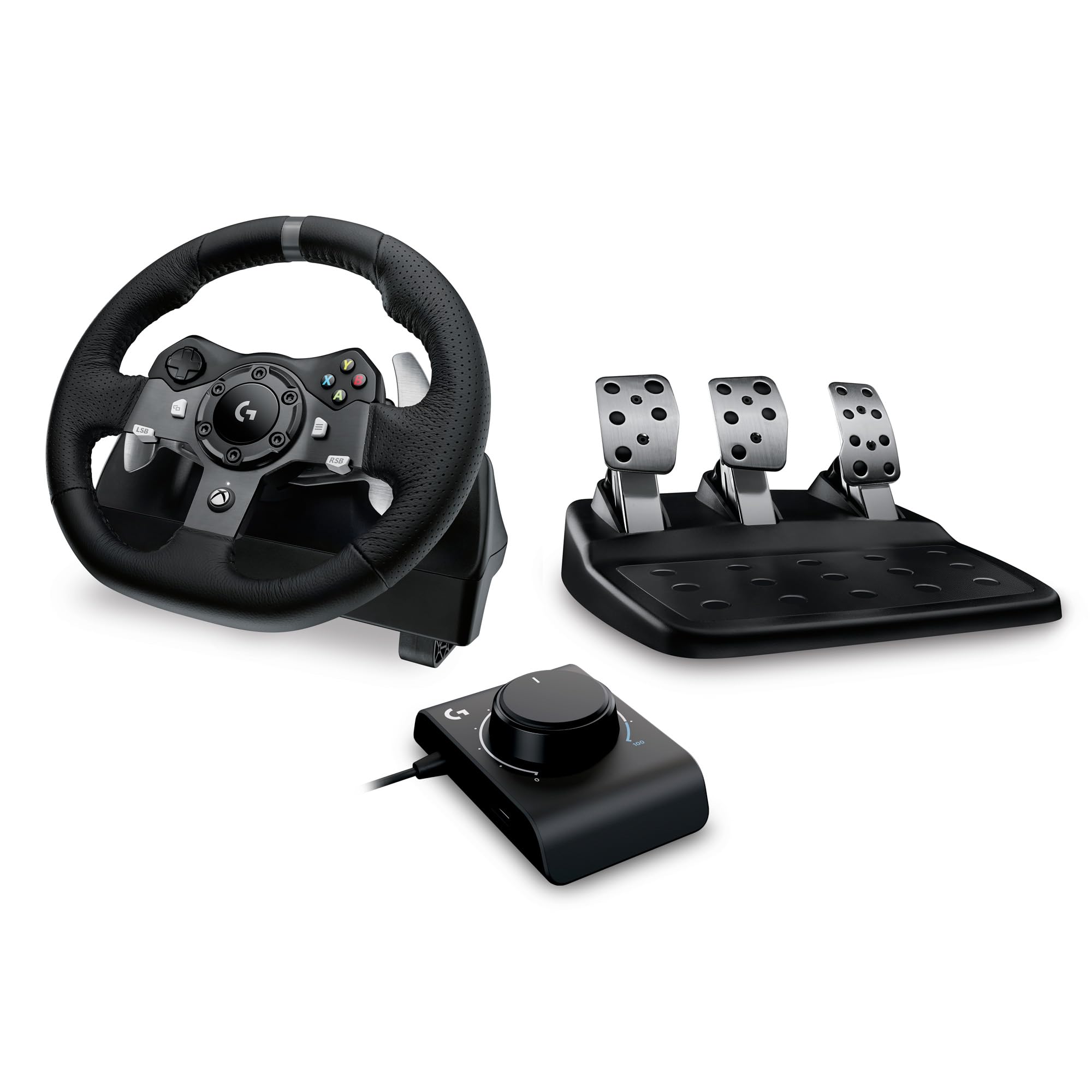 Logitech G29 Driving Force Racing Wheel and Floor Pedals, Real Force Feedback, Stainless Steel Paddle Shifters, Leather Steering Wheel Cover for PS5, PS4, PC, Mac, Black