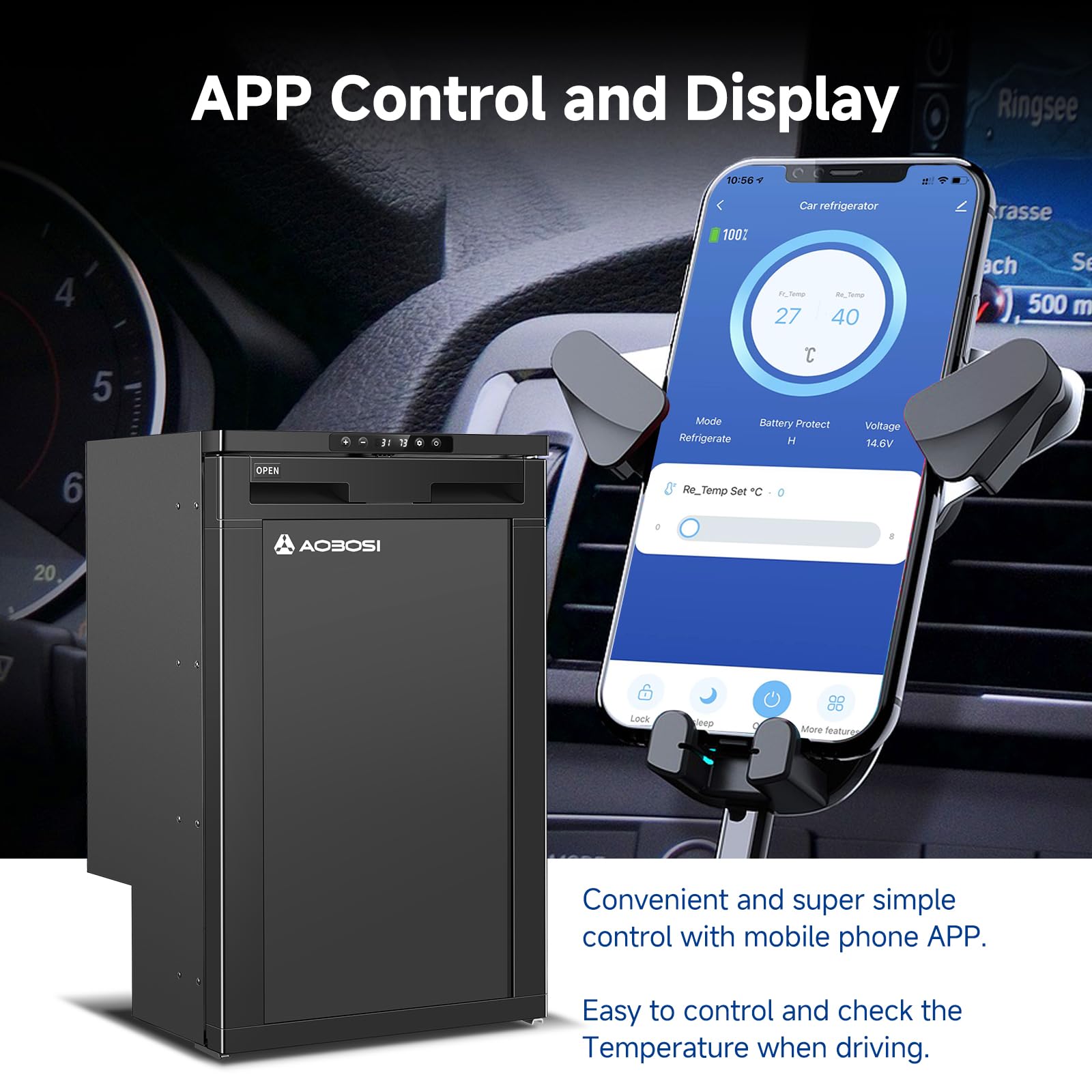 AAOBOSI 83L Campervan Fridge, Camping Refrigerator with APP Control, 12V Fridge Freezer for Campervan, Car, Truck, Boat, Motorhome, Travel