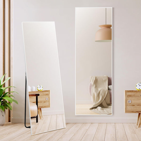 Hoikwo Full Length Mirrors 150x51 cm (59x20 inches),Standing Mirror with White Frame for Bedroom, Living Room or Bathroom