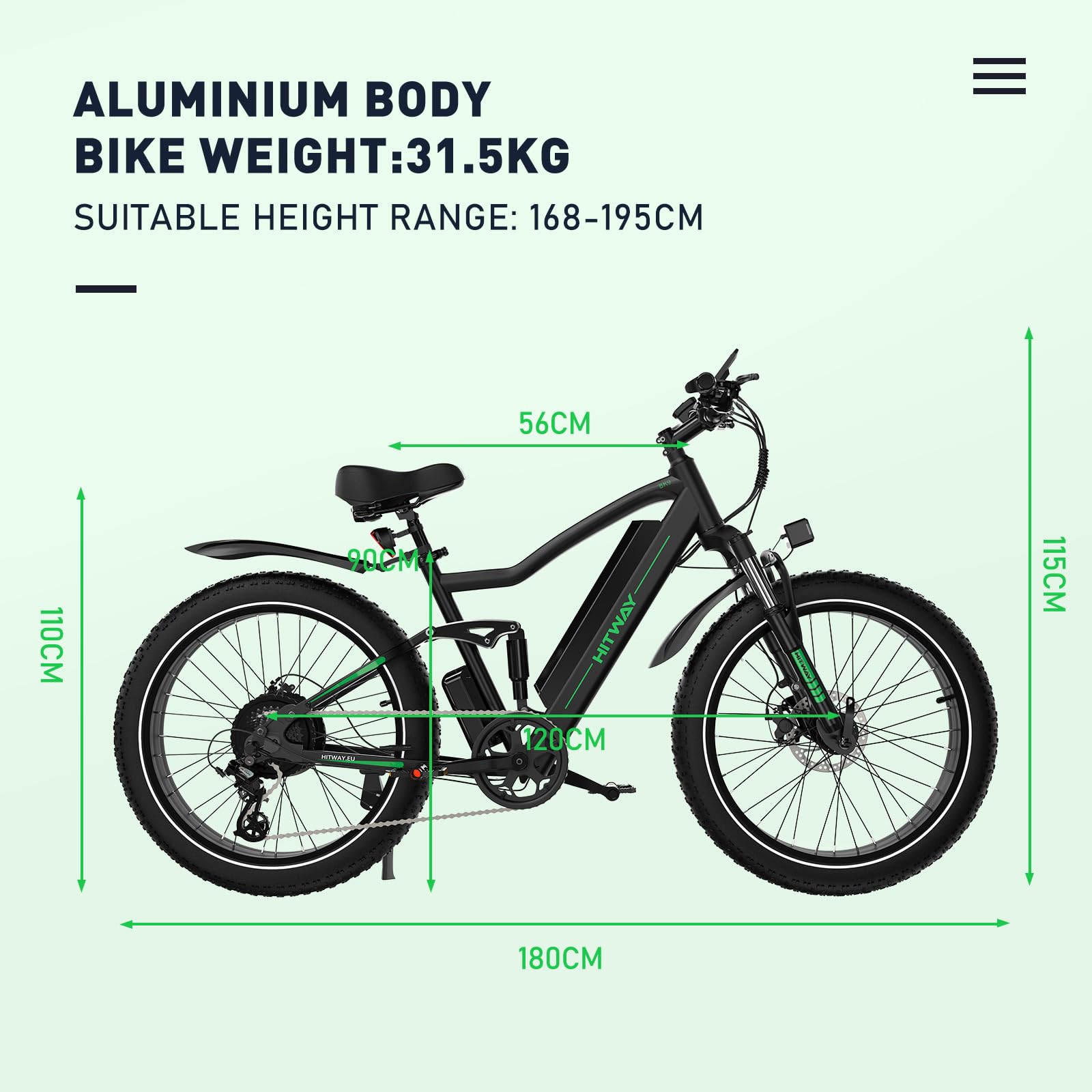 HITWAY 26" 4.0 Fat Tire Electric Bike,Electric Bicycle with 250Watt Moter 48V 15Ah Lithium Battery, 7 Speed Gear E Mountain Bike，range 70-150km