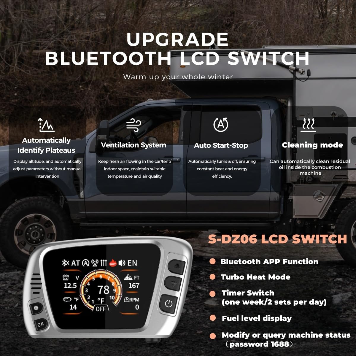 TB10 8KW DC 12V/AC 110-240V Diesel Air Heater, Toolbox Parking Diesel Heater with Bluetooth APP Control, Adaptive Plateau, Automatic Start Stop & Ventilation,for RV Campervan Home Car