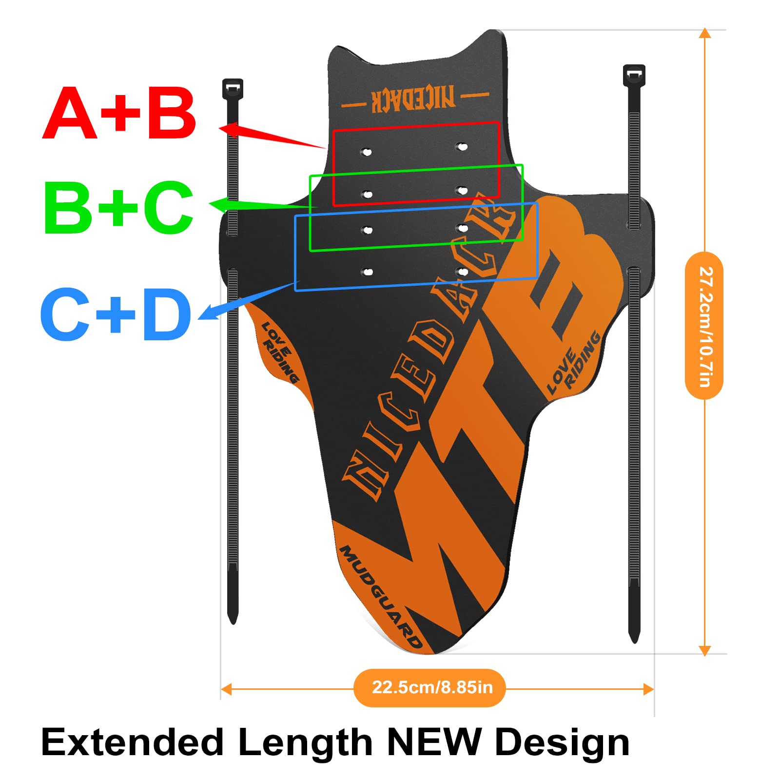 NICEDACK Mudguards Mountain Bike, 2 Pieces Mudguard Fit 20-29 Inch MTB Mudguard Front and Rear Compatible Bicycle Splash Guard