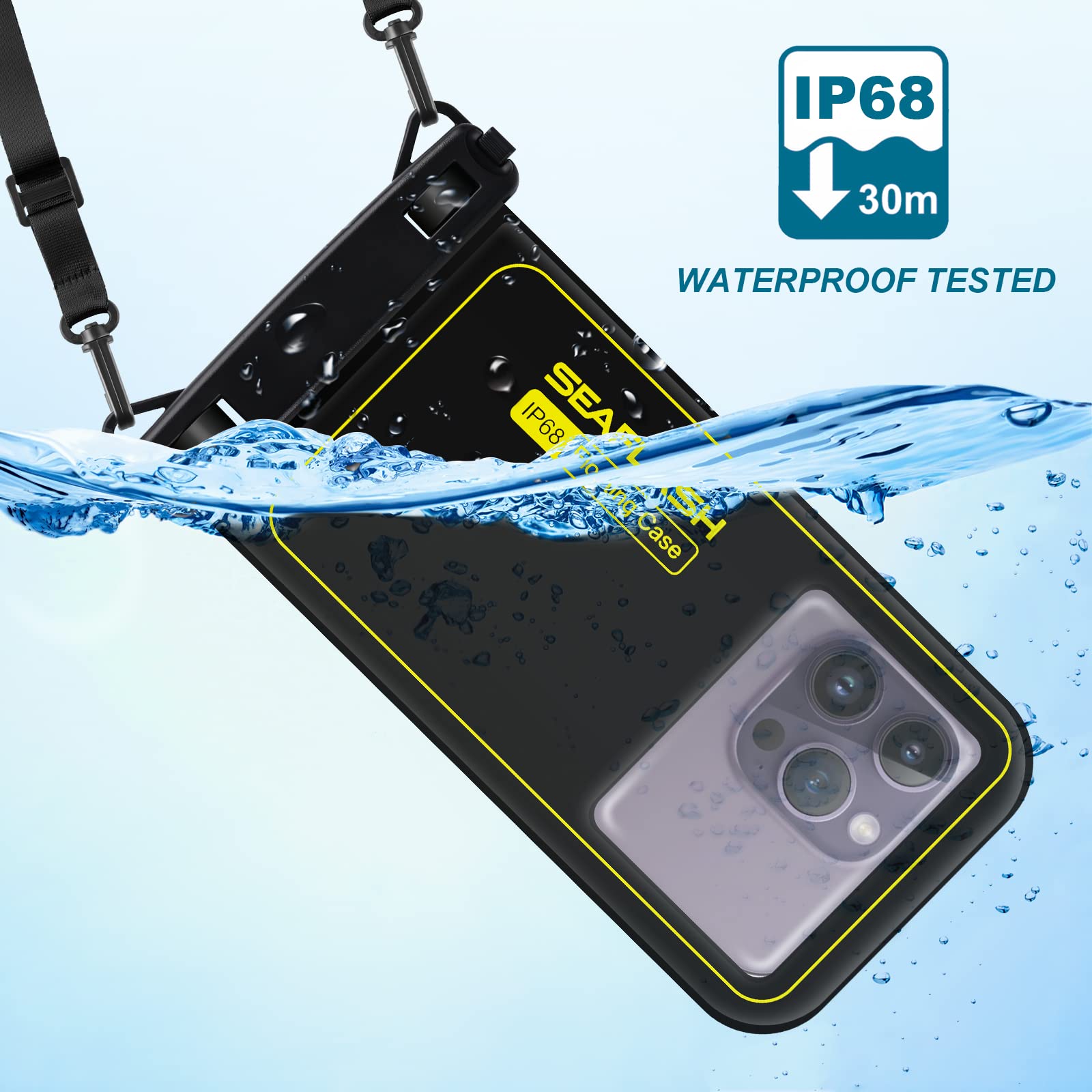 Floating Waterproof Phone Pouch, IPX8 Universal Waterproof Phone Case for Swimming Dry Bag Underwater for iPhone 16 Pro Max 15 Pro 14 Samsung S25 S24 S23 Ultra Huawei Xiaomi etc, Up to 6.9"