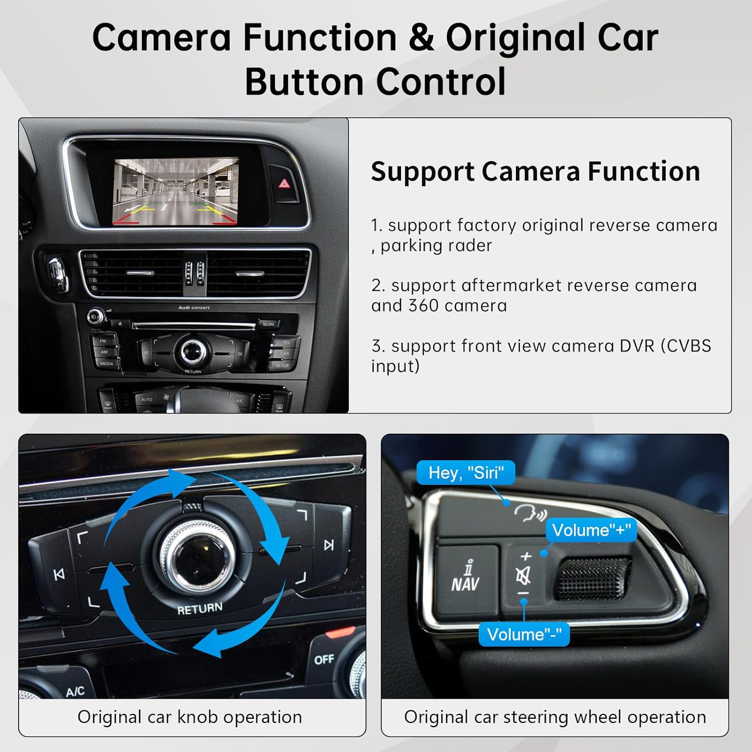 Road Top Wireless Carplay Android Auto Module Receiver Box for Audi S4 S5 A4 A5 (2009-2015 Year) for Q5 (2009-2017 Year) with 2GMMI, Carplay Retrofit Kit Decoder, Support Mirrorlink, Camera