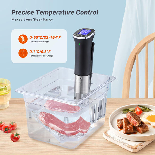 Inkbird ISV-300W Smart WiFi Sous Vide Cooker & Machine - IPX7 Waterproof Precision Temperature Control (0.1C), APP Remote with Recipes, 100H Timer,