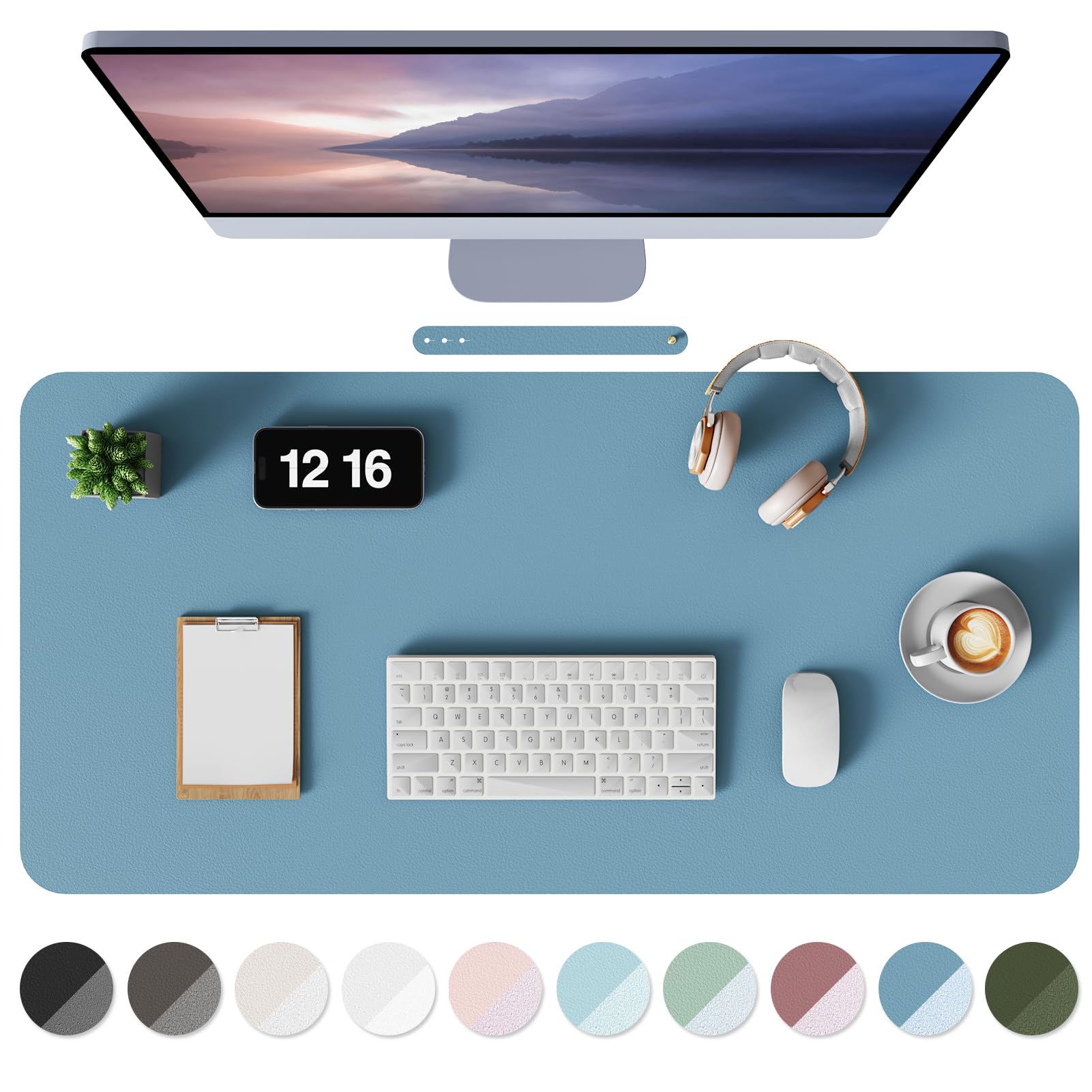 MOLMO Non-Slip Desk Mat, Waterproof Desk Pad Table Protector, Easy Clean Laptop Mat Large Mouse Pad Leather Writing Mat with Suede for Office /Home/Decor (Light Green, 60 x 35 cm)