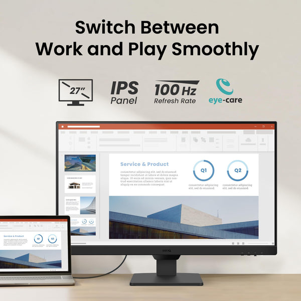 BenQ GW2790E 27 Inch Monitor, Gaming 100Hz, Full-HD, IPS, Eye-Care, HDMI, DP