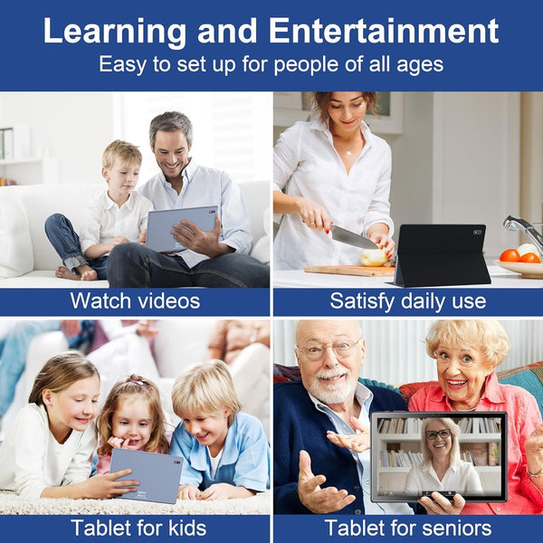 BYYBUO Android 13 Tablet,10.1 inch Tablet with Case, 64GB ROM Quad-Core Processor 5000mAh Battery, 1280x800 IPS FHD Touchscreen 5MP+8MP Camera, Bluetooth, WiFi, SmartPad Gray