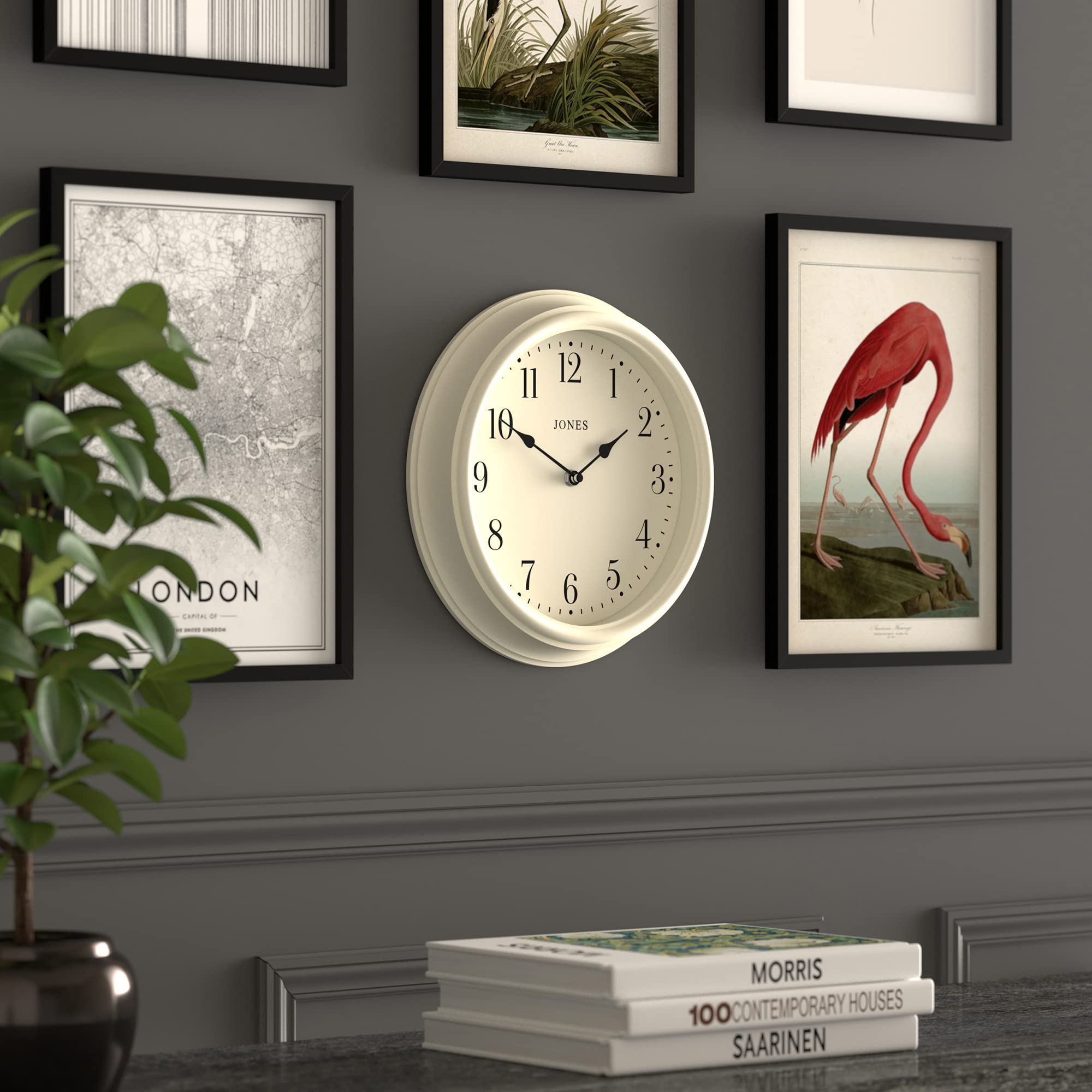 Jones Clocks Venetian wall clock | Classic round clock | 30cm | White | Arabic numerals | Traditional design ideal for kitchen, living room or