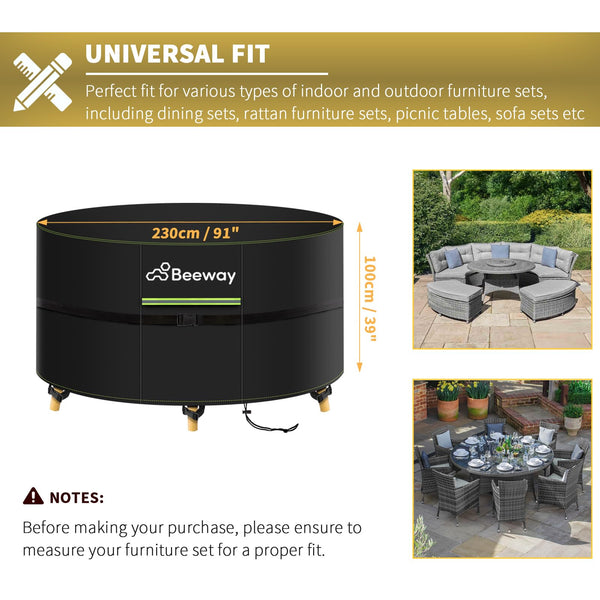 BEEWAY Garden Furniture Cover With Air Vent, Waterproof Patio Rattan Sofa Table Chair Set Cover - 420D Oxford Fabric, Windproof - Rectangular 242 x 182 x 100cm