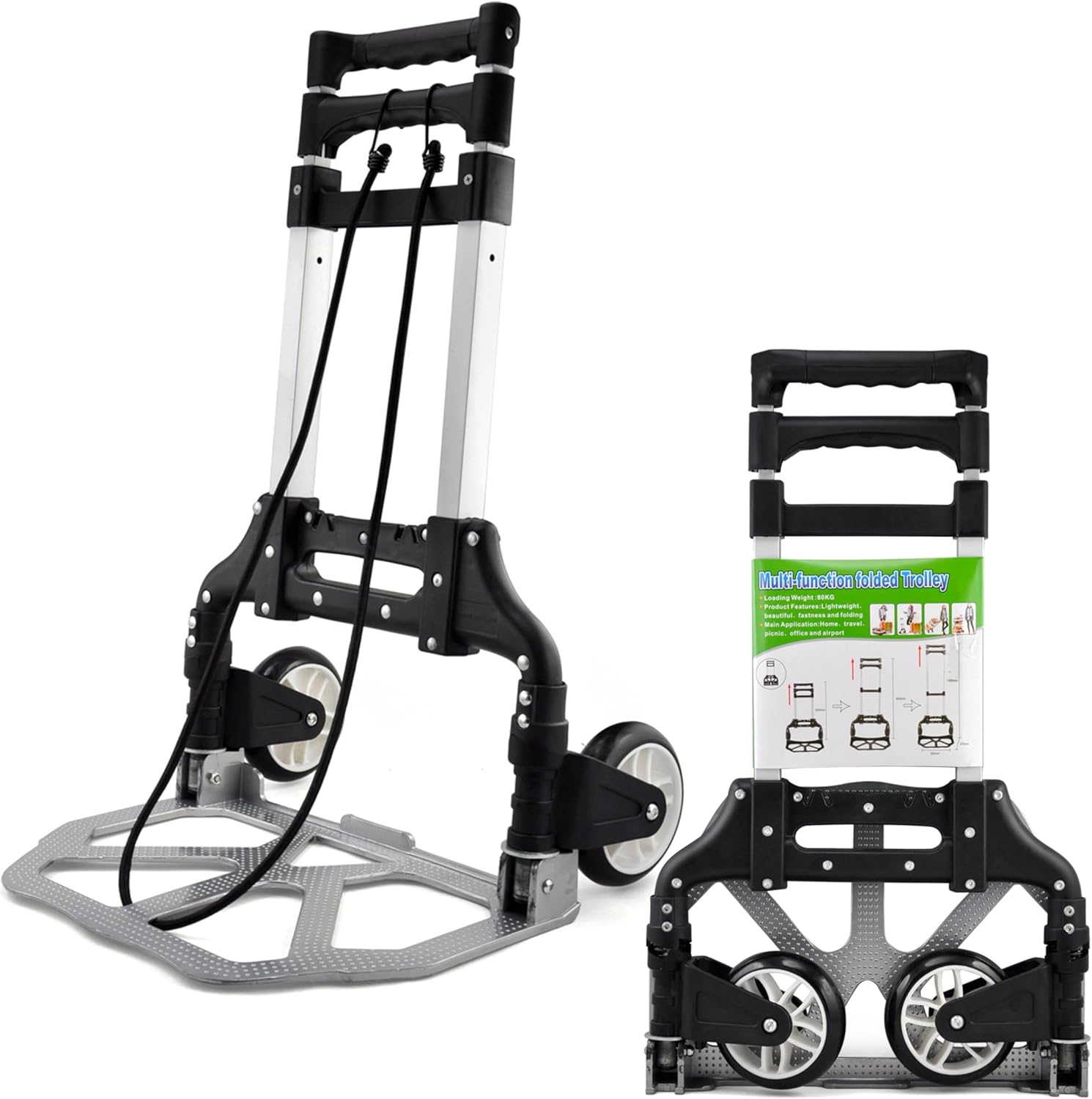 Yaheetech Aluminium Folding Foldable Hand Trolley, Sack Truck Barrow Cart, Heavy Duty Industrial Hand Truck, 75kg Load Capacity