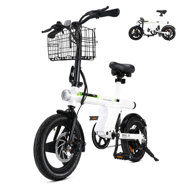 Finbike U1 Electric Bike for Adult/Teens,14" Folding Electric Bicycle with LCD Display,25KM/H & 45KM Range,4H Fast Charge,4 Riding Modes,Rear Shock Absorber,120KG Capacity,Compact Foldable Ebike