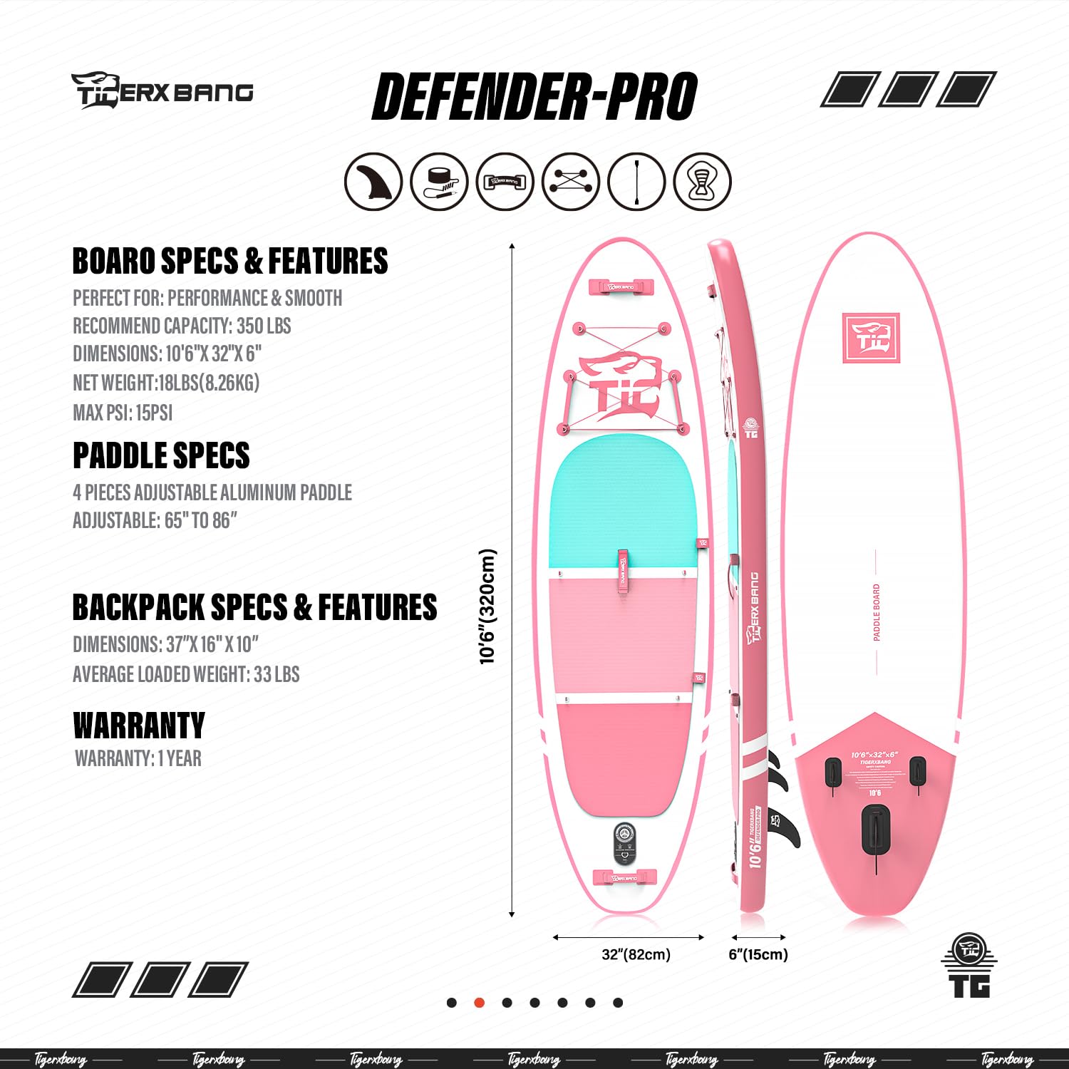 TIGERXBANG Stand Up Paddle Boards 10'6" x 32" x 6"丨10' x 31" x 6" with Premium SUP Board Accessories, Inflatable Paddle Boards for Adults/Kids Stand Up PaddleBoarding